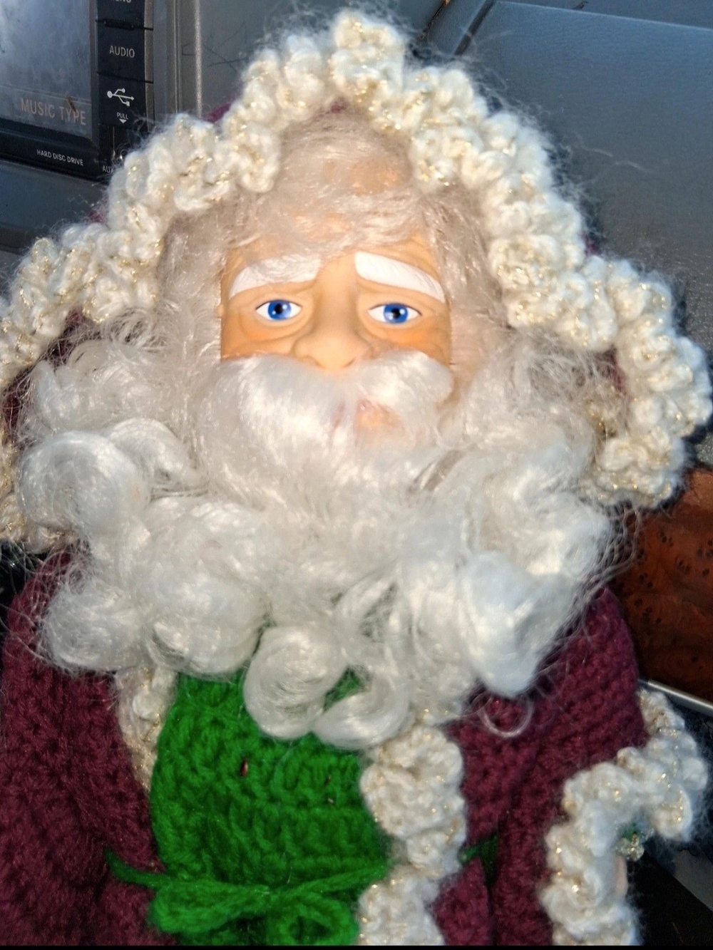 Plush Santa Doll in White, Green and Burgundy - Holiday Kids Toy